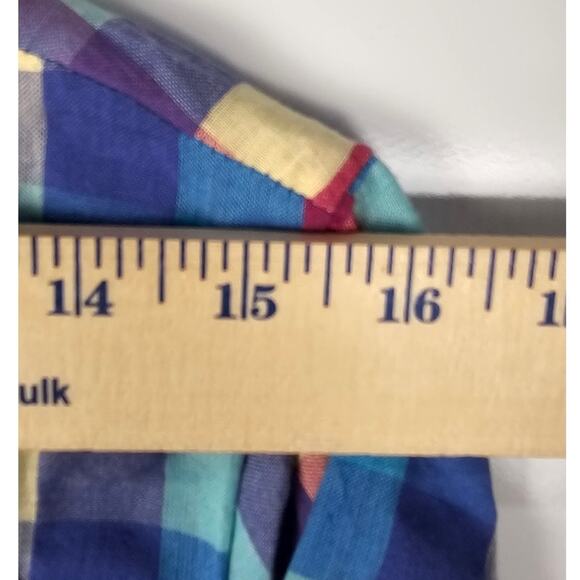 Only Necessities cotton dress size 18 snap front check pattern blue pink yellow - Picture 6 of 10